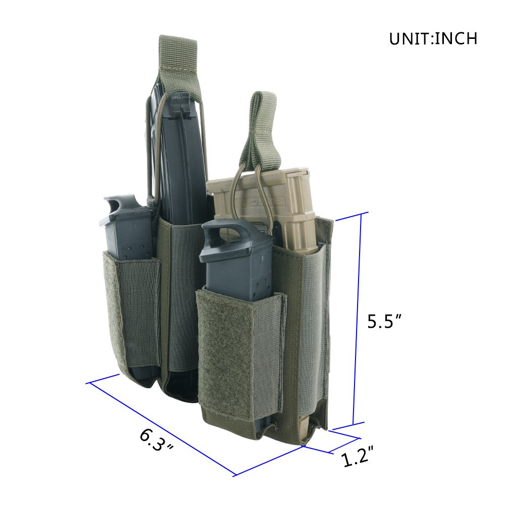 Pochettes Tactiques ELITE SPANKER Double Open Top Mag Pouch, M4 M16 AR15, Airsoft, Nylon Gris